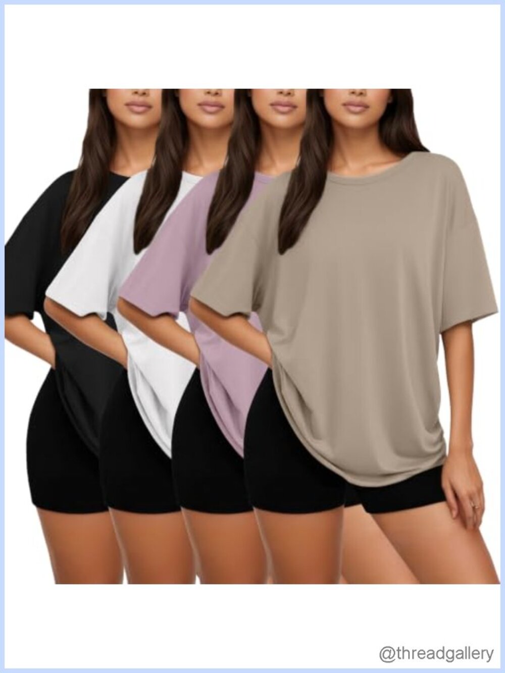 4 Pack Oversized Tshirts for Women Short Sleeve Workout Tops
